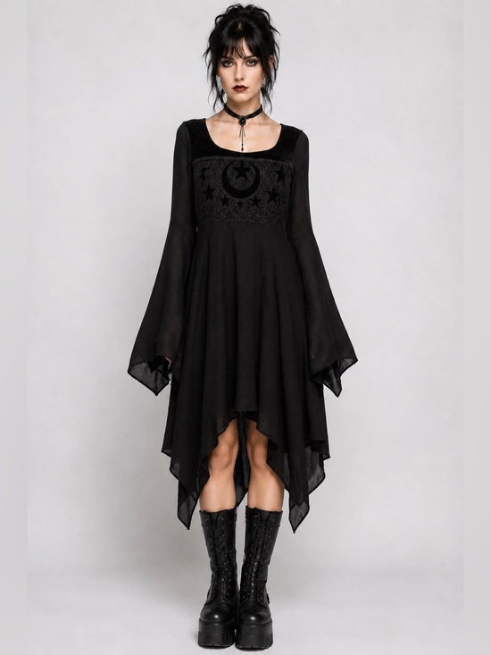 Eternal Love Dresses & Skirts - Vintage Eternal Love Gothic Celestial Moon Stars Bell Sleeve Handkerchief Dress